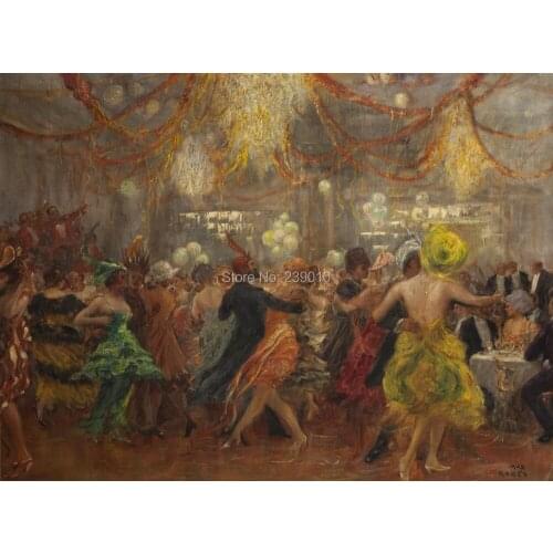 Free shipping impressionist figure party oil painting canvas prints decor picture dance carnival oil painting printed on canvas
