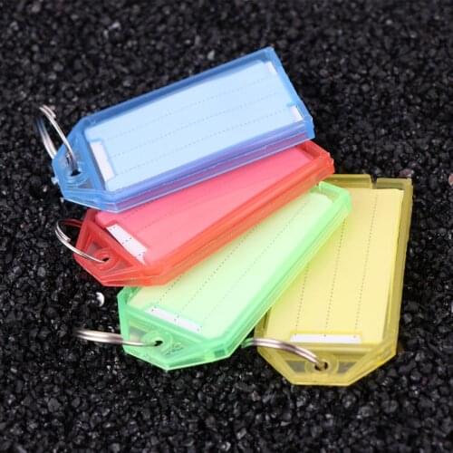 50pcs Plastic Key ID Label Tags with Split Ring Keyring Name Address Hiking Window Luggage Card QX2E