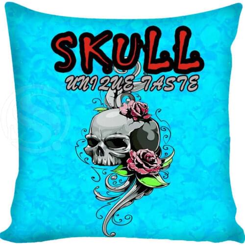 Hot Custom skull Pillow Case zipper Drop Shipping 35x35cm 40x40cm 45x45cm 60x60cm two sides pillowcase Custom your image