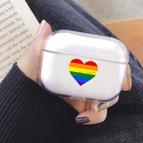 GAY PRIDE FLAG HEART SHAPE TPU Cover Case For AirPods Pro Case Bluetooth Case For Airpod 3 Earphone Accessories Skin
