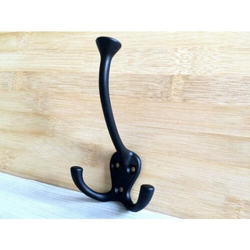 Decorative Wall Hooks Black Retro Coat Hangers Coat Rack Hooks Metal Hook Furniture Hardware Versatile Double Hooks