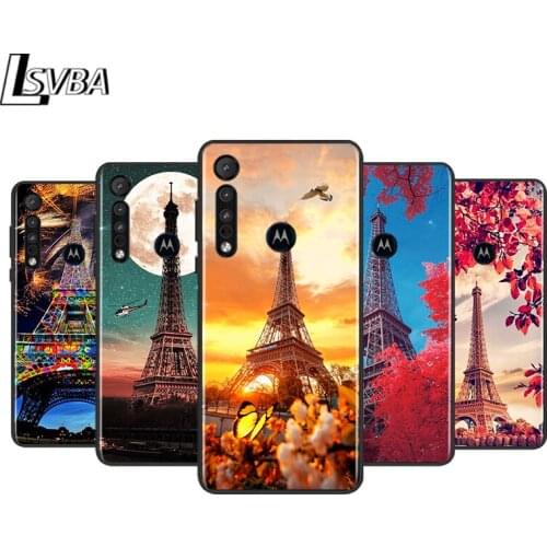 Eiffel Tower for Motorola G9 G8 G E7 E6 One Play Marco Hyper Fusion Stylus Power Edge Plus Black Phone Case