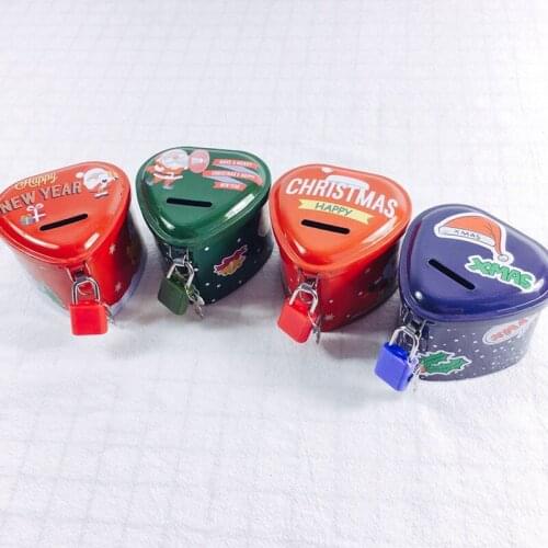 Piggy Bank Christmas Gift Coins Storage Box Cute Round Money Box With Metal Lock Key Cartoon Storage Can Birthday Gift