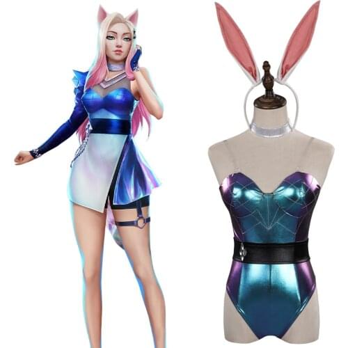 LoL KDA Cosplay Costume Bunny Girls Jumpsuit Outfits Halloween Carnival Suit