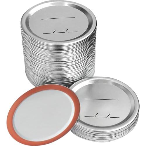 Regular Mouth 70MM Mason Jar Canning Lids, Reusable Leak Proof Split-Type Silver Lids with Silicone Seals Rings