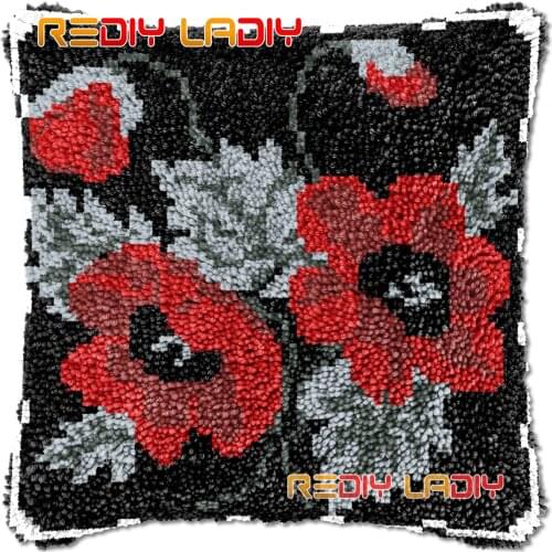 Latch Hook Cushion Two Puppies DIY Needlepoint Kits Chunky Acrylic Yarn Arts Crocheting Lofty Pillow Case Hobby & Crafts