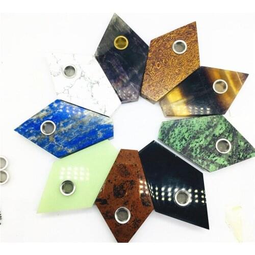 Natural pink quartz crystal smoking pipe rock cigarette holder + 3 filter + 1pc brush