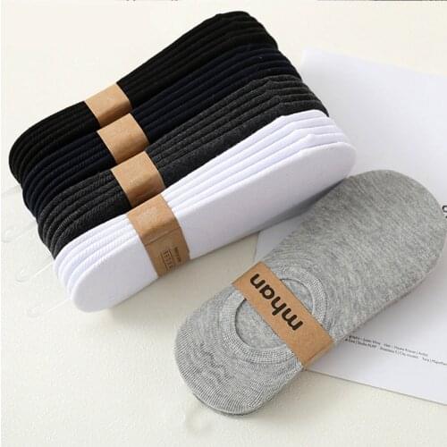 MWZHH 2019 Selling Summer Thin Section Lnvisible Socks Men Silicone Antiskid White Cotton Socks Harajuku Breathable Sports Socks