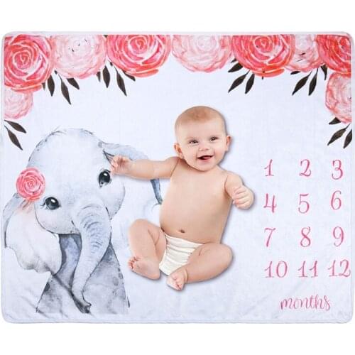 Newborn baby Monthly Growth Milestone Blanket photography props Background Cloth Commemorate Rug Flannel