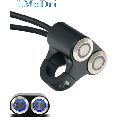 LMoDri Motorcycle 22m DIY Switches Handlebar Mount Headlight Hazard Brake Fog Light ON-OFF Aluminum Alloy Led Indicator Switches