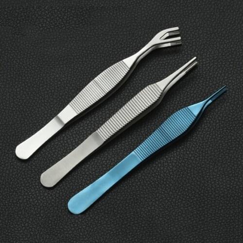 Cartilage tweezers stainless steel long tooth tweezers double-headed tissue tweezers plastic tweezers Edson toothed tweezers nos