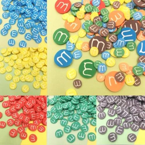 50g Polymer Hot Clay M Beans Candy Slice Sprinkles for Crafts DIY Nail Art Decoration Slime Material Accessories Phone Deco