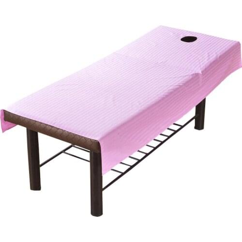 1Pcs Cotton Pro Beauty Salon Striped Sheets SPA Massage Bed Table Cover Sheets with Hole for Beauty Salon Bedspread Home Hotel