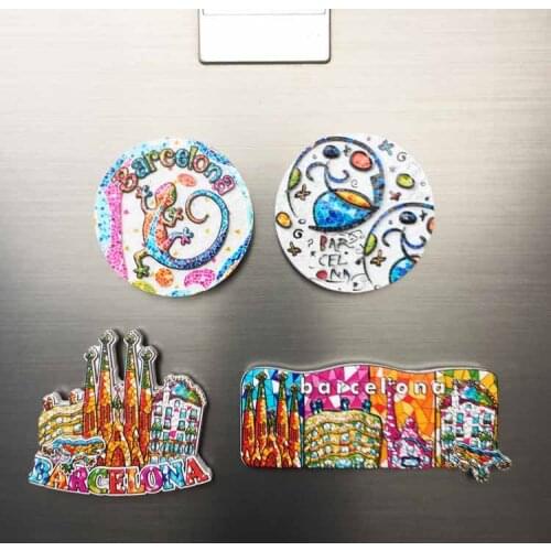 QIQIPP Barcelona, Spain tourist souvenir mosaic magnetic sticker refrigerator paste creative decoration