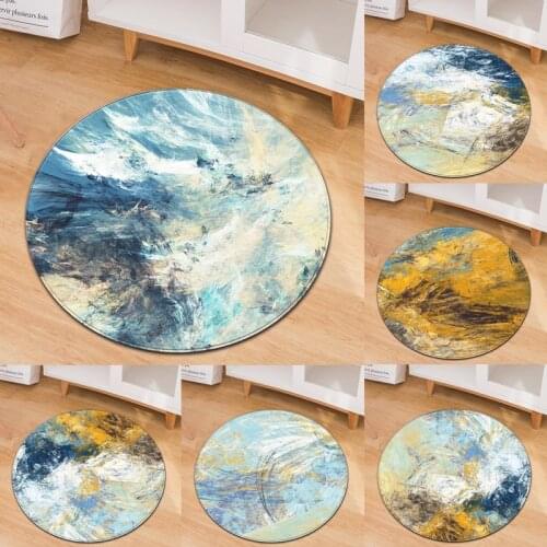 Retro Marbling Rug Round Carpet Rug Bedside Rug Floor Mat Living Room Bedroom Carpet Home Decoration Kitchen Rug