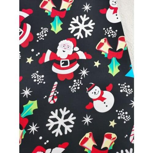 Santa Claus Christmas X'mas Snow 97/3 Cotton/Spandex Fabric Twill Elastic Stretchable Tree Star Bell Patchwork Cloth Dress Sew