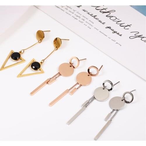 OUFEI Rose Gold Drop Earrings 2020 Fashion Jewelry Stainless Steel jewelry For Women Geometric Earrings Set Of Earrings