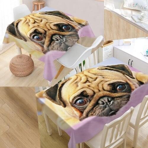 Custom Pug Dog Table Cloth Oxford Fabric Rectangular Waterproof Oilproof Table Cover Family Party Tablecloth