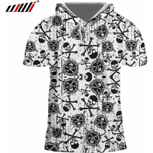 UJWI Unisex Sports Hooded Tshirt 3D Printed Skulls And Sleleton Theme Mens Tee Shirt Fashion Man Oversized T-shirt Suppliers