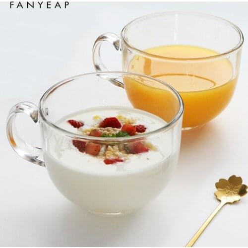 Glass Mugs Brief Style Transparent Breakfast Cup Creative Coffee Milk Tea Yogurt Oat Mugs