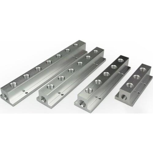 T Type 1/4" BSP Female Thread Pneumatic Fitting Quick Connector Distributor Manifold Splitter Aluminium Block For Air Compressor