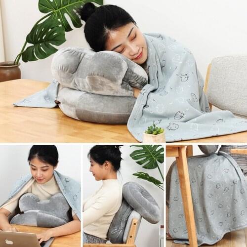Three-in-One Nap Pillow Warm Blanket Soft Plush Fabric Back Cushion Comfortable Keep Warm Car Blanket office sleep Pillow