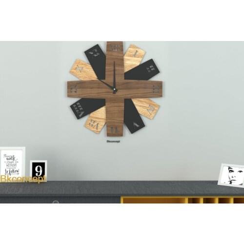 Decoration Living Room Wall Decor Home Living Room Decoration Fan Wall Clock Light Oak Walnut Black