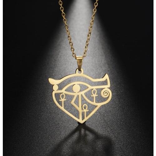 Dawapara Vintage Egyptian Symbol Hollow Eye of Horus Necklace Protection Jewelry Stainless Steel Gift for Women
