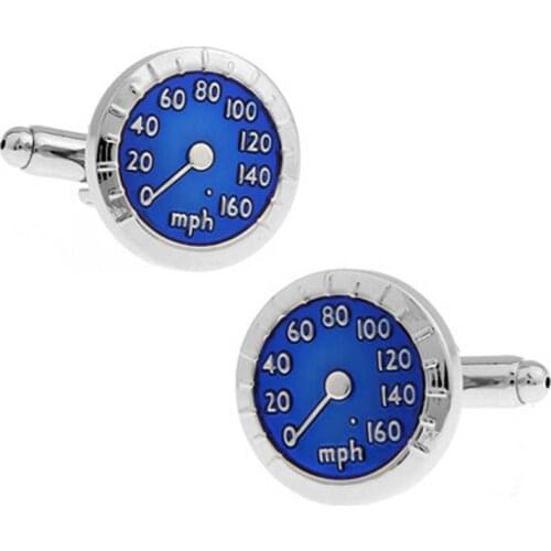 High-end French Shirt Cufflinks Blue Car Tachometer Speed Dial Cuff Links Fashion Mens Business Jewelry