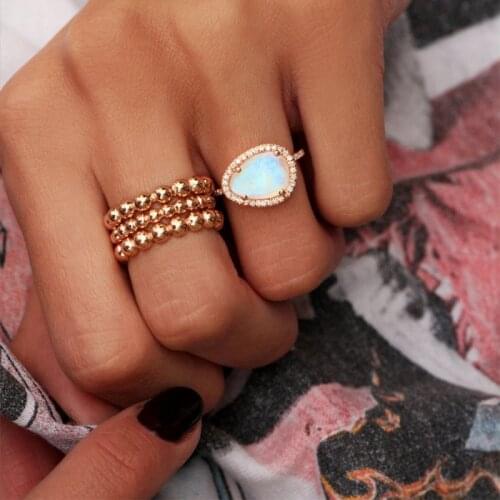 Yobest Opal Rings For Women Vintage Fashion Rose Gold Filled Zircon Ring Wedding Jewelry Dropshipping