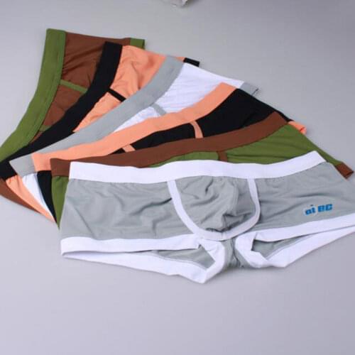 Men Boxer Briefs Inner Ring Lift Type Panties Open Front Sexy Knickers Breathable Comfortable Intimates Solid Color Underwear