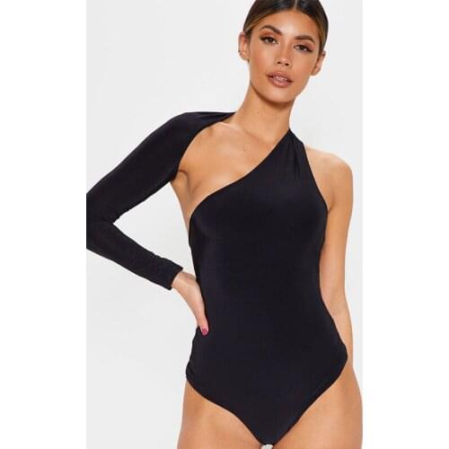 One Sleeve Top Black White Red Apricot Long Sleeve Bodysuit for Women Backless Long Sleeve Tops Women 2021 Body Manga Comprida