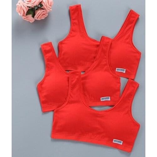 12-year-old children bra development primary school students vest underwear big red girl breast sling cotton wrapped