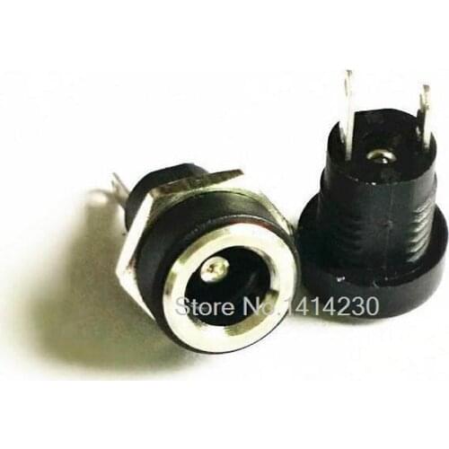 10Pcs 3A 12v for DC Power Supply Jack Socket Female Panel Mount Connector 5.5mm 2.1mm Plug Adapter 2 Terminal types 5.5*2.1mm