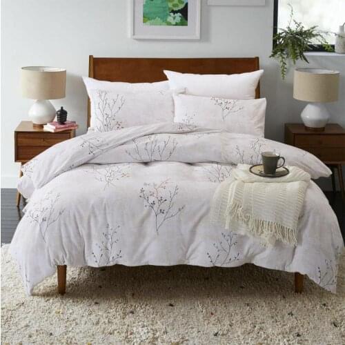 100% Cotton Sanding Printed Flower Bedding Set Cartoon Bed Sheet set Duvet Cover Pillowcase Queen King 4pcs white lovely tree