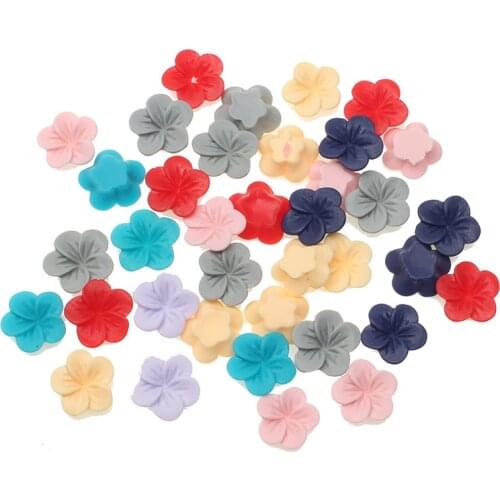 100Pcs Mixed Colorful Resin Flower Decoration Crafts Flatback Cabochon Beads Embellishments For Scrapbooking DIY Accessories