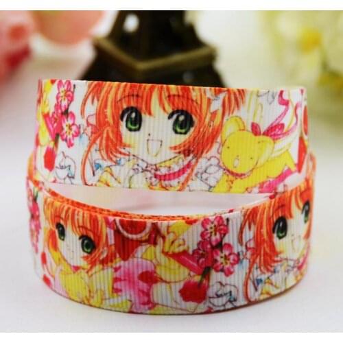 22mm 25mm 38mm 75mm Ruban satin Cardcaptor Sakura Cartoon Character printed Grosgrain Ribbon party decoration X-00577 10 Yards