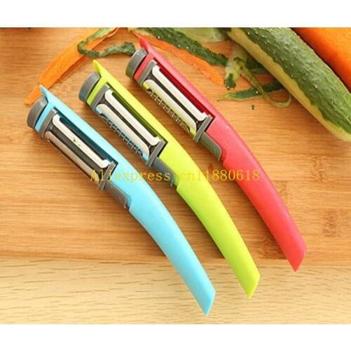 250pcs/lot Fast Shipping 3 in 1 Multifunction Rotary Cutter Head Peeler Fruit Peel Peeling Knife Grater Kitchen Knife
