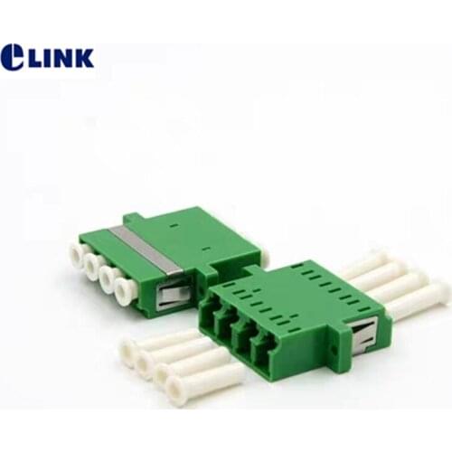 50pc LC/APC Quad fiber optic Adapter Singlemode Green optical fibre connector LC APC ftth coupler SM free shipping IL