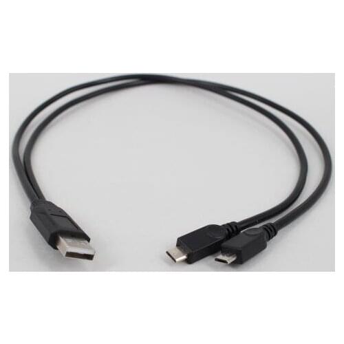 50pcs/lot USB 2.0 A Male Plug to Dual Micro USB Male Y Splitter Data Charge Adapter Cable Cord