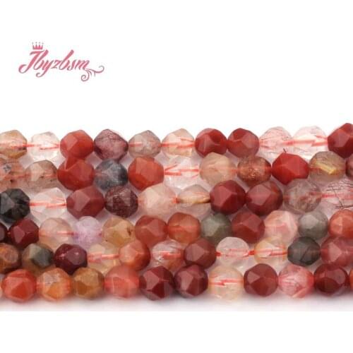6,8mm Faceted Multicolor Rutilated Bead Natural Stone Beads For DIY Necklace Bracelats Jewelry Making Strand 15" Free Shipping