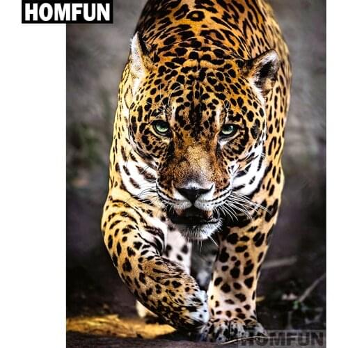 HOMFUN Full Square/Round Drill 5D DIY Diamond Painting "Animal leopard" Embroidery Cross Stitch 5D Home Decor Gift A01530