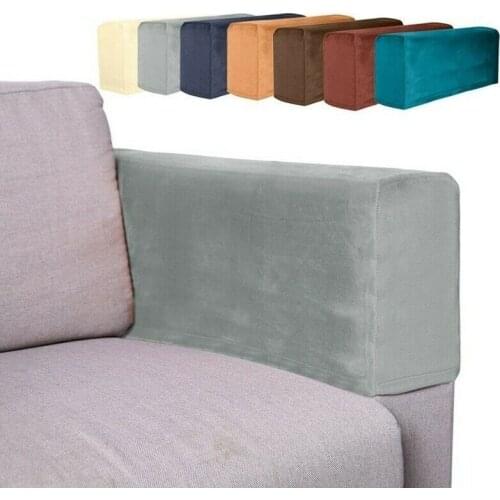 2Pcs Velvet Removable Armrest Covers Stretch Chair Sofa Arm Protectors Covers Armchair Covers Solid Color Couch Cover