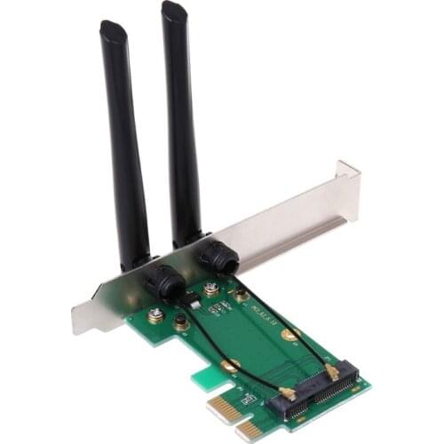 Wireless Network Card WiFi Mini PCI-E Express to PCI-E Adapter 2 Antenna External PC X6HA