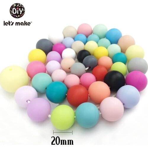 Lets Make Silicone Round Beads 20mm 10pc Teething Accessories Food Grade Silicone Baby Teething DIY Beads Making Bracelets
