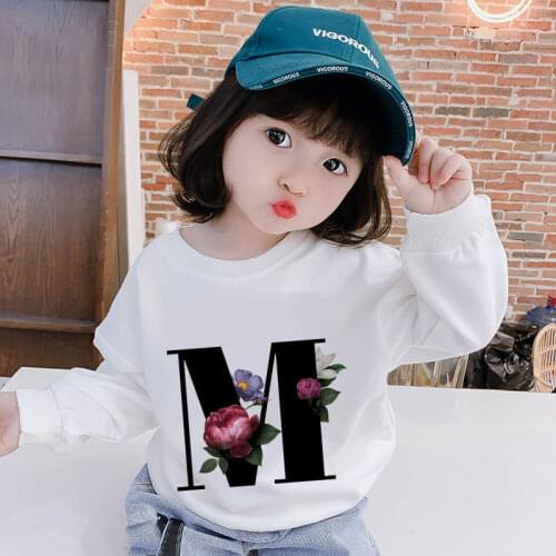 Letters 22 English Alphabet Flowers Plant Print White Cap Sweatshirt For Children Kids Girls Autumn Spring Clothes Boys Hoodies
