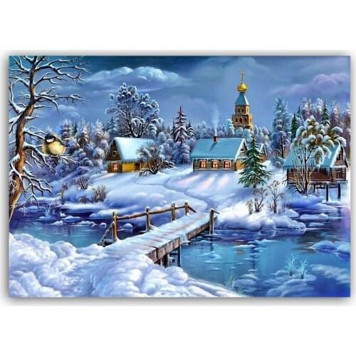 DIY 5D Diamond Painting Winter Snow Diamond Embroidery Cross Stitch DIY 5D Full Square dot Drill Rhinestone Mosaic Decoration