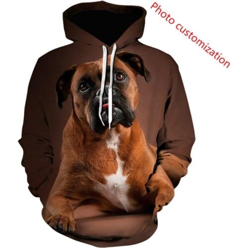 DIY photo customization autumn and winter new pet dog series cute 3D digital printing fashion Hoodie European and American Long