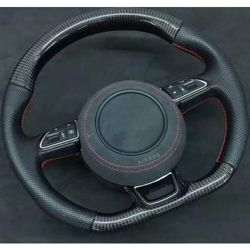 Gloss Carbon Fiber Sports Shape Steering Wheel Alcantara Leather compatible for Audi A6 A7 2015-2018 S-line