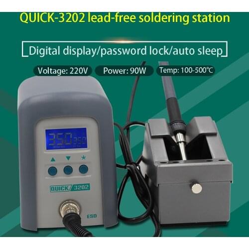 Quick 3202 Intelligent Soldering Station Lead-free Solder Station Digital Display With Solder Pen Clean Ball Soldering Iron
